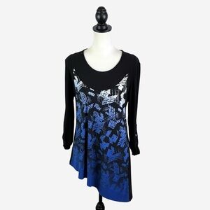 Joseph Ribkoff Asymmetrical Tunic Blouse Roll Tab Sleeves